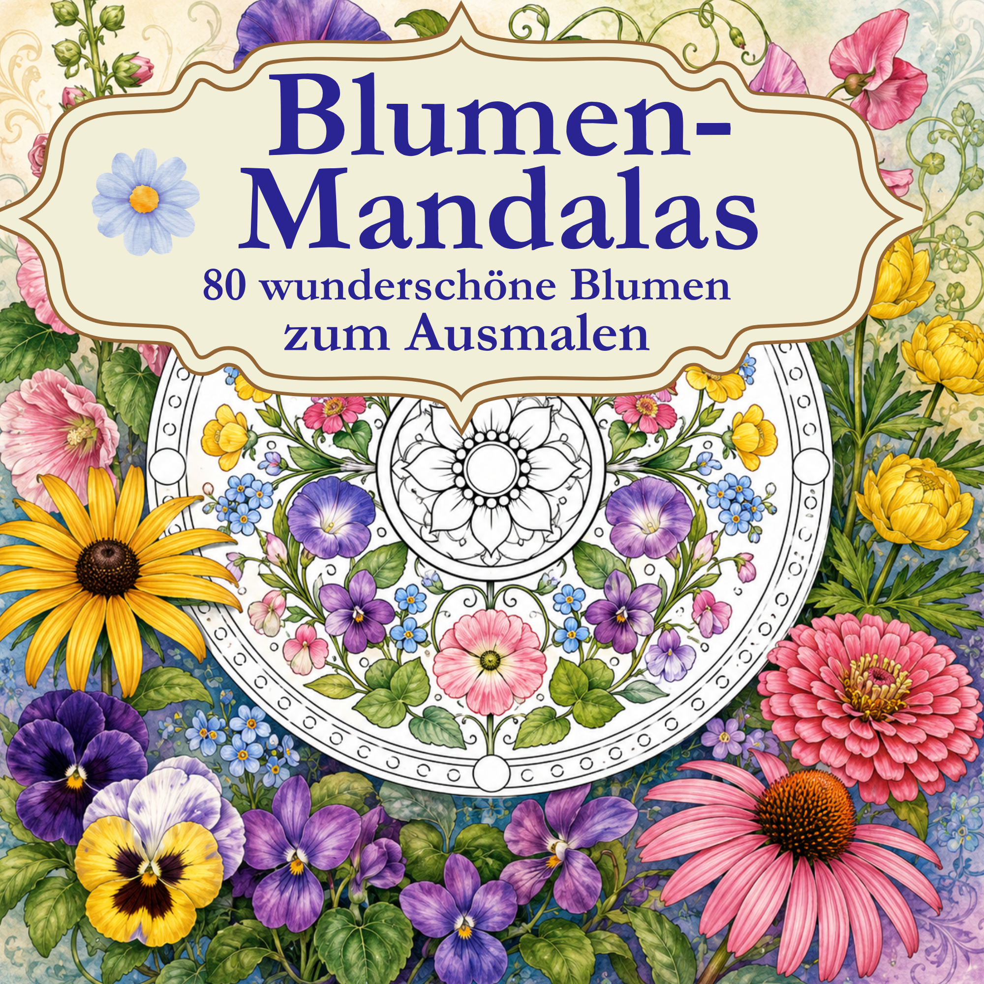 Blumen-Mandalas - 80 harmonische Blumen-Mandalas zum Ausmalen