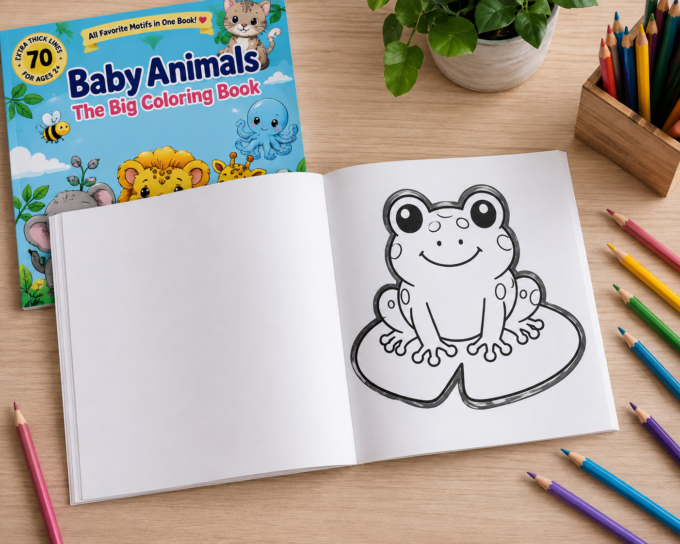 Baby-Animals. The big Coloring Book. 70 Cute Baby Animals with Extra-Thick Lines for Little Hands Ages 2+
