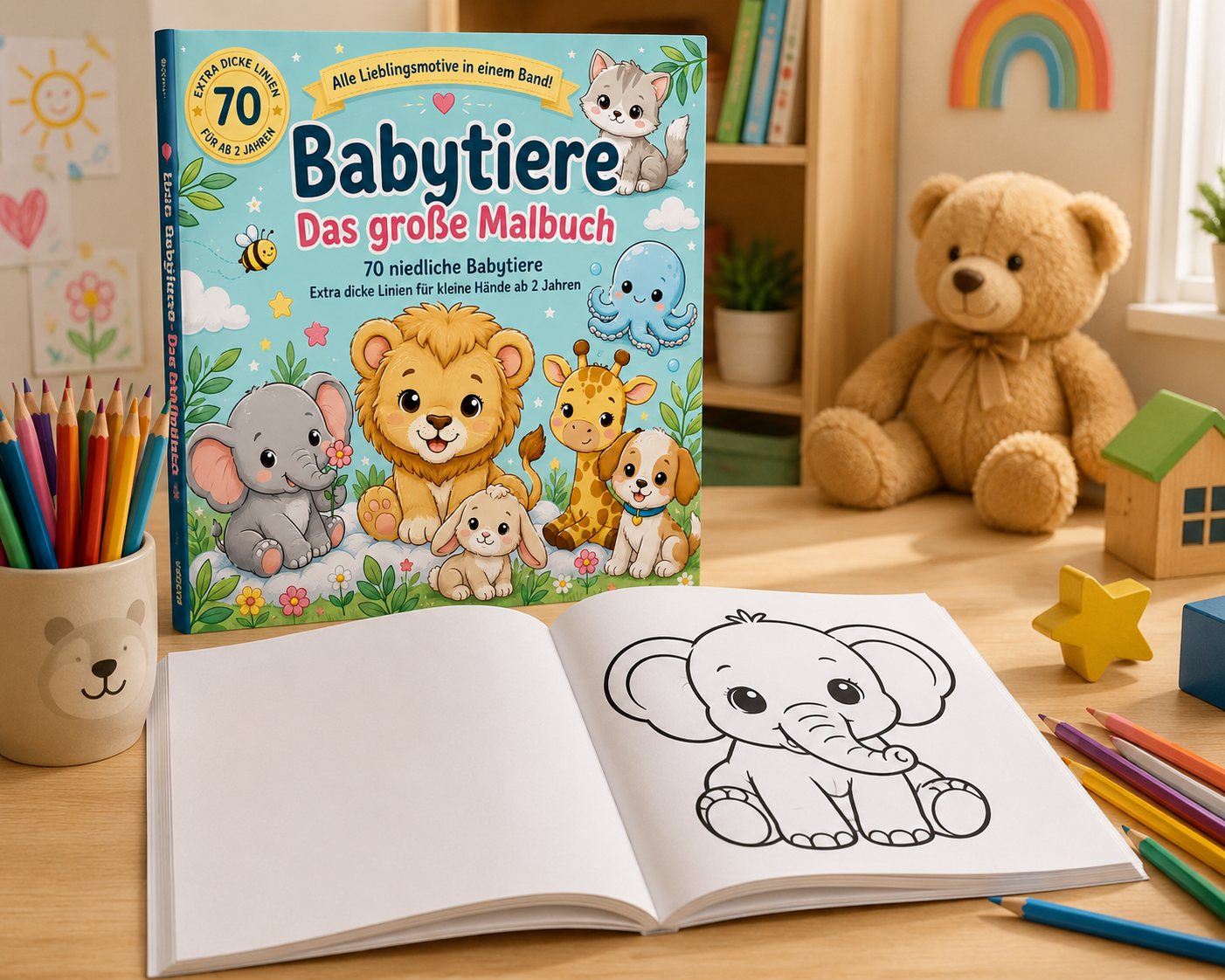 Babytiere - Das große Malbuch. 70 niedliche Babytiere mit extra dicke Linien - für kleine Hände ab 2 Jahren