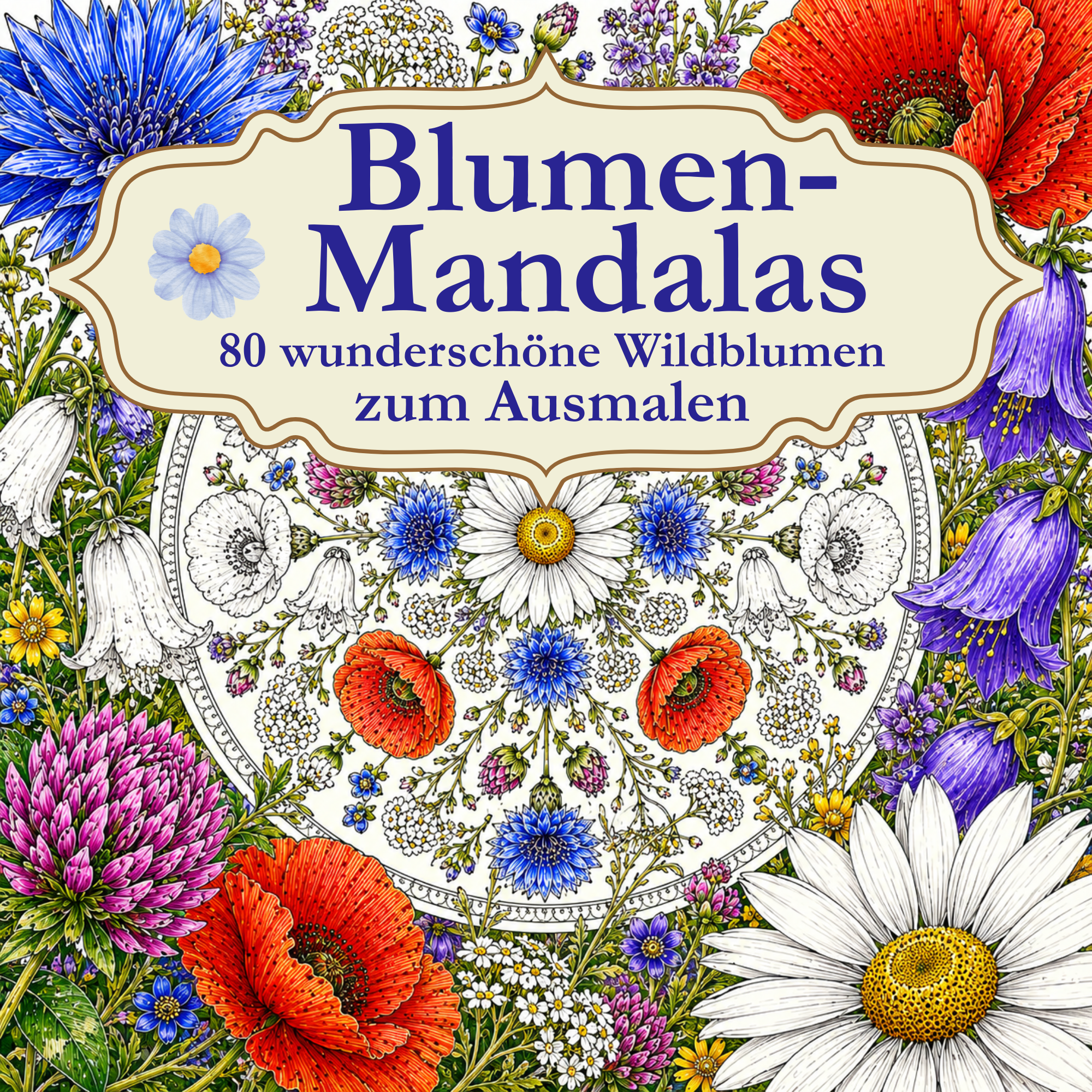 Blumen-Mandalas: 80 Wildblumen-Mandalas zum Ausmalen