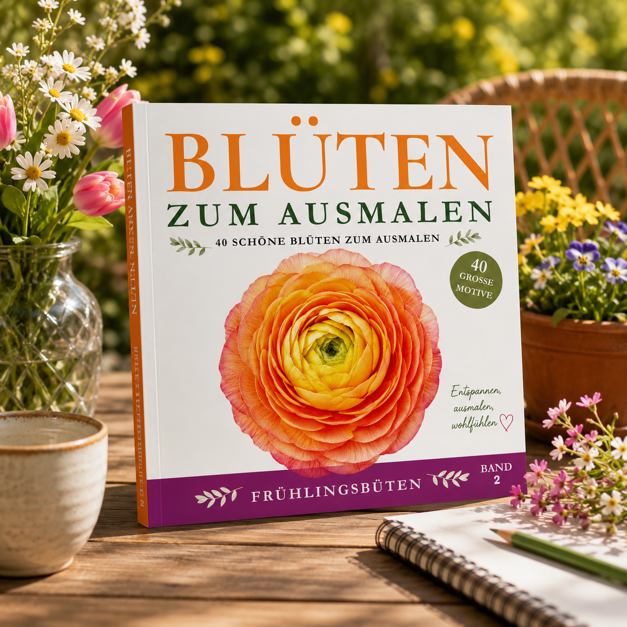 Blüten zum Ausmalen – Frühlingsblüten Band 2, 40 botanische Frühlingsblüten zum Ausmalen